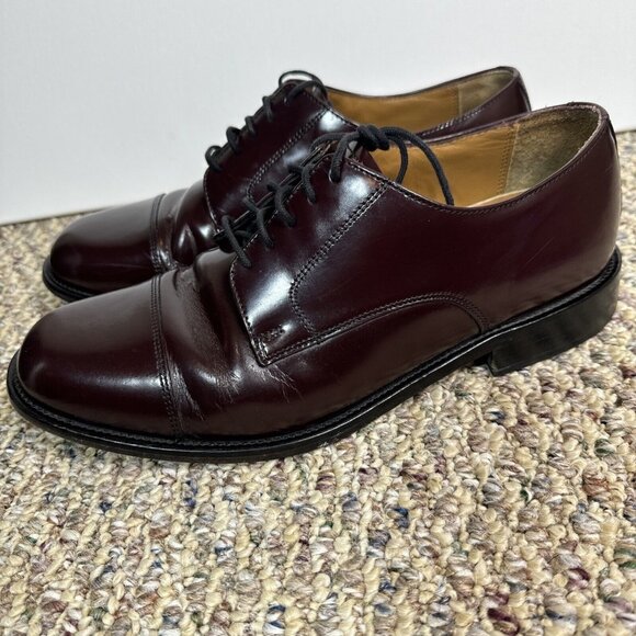Bostonian Mens SIZE 10 W BURGUNDY Leather Outsole Classics LUXE Oxford Shoes - Picture 4 of 10